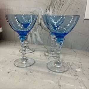 Vintage Elegant Blue Martini Glasses